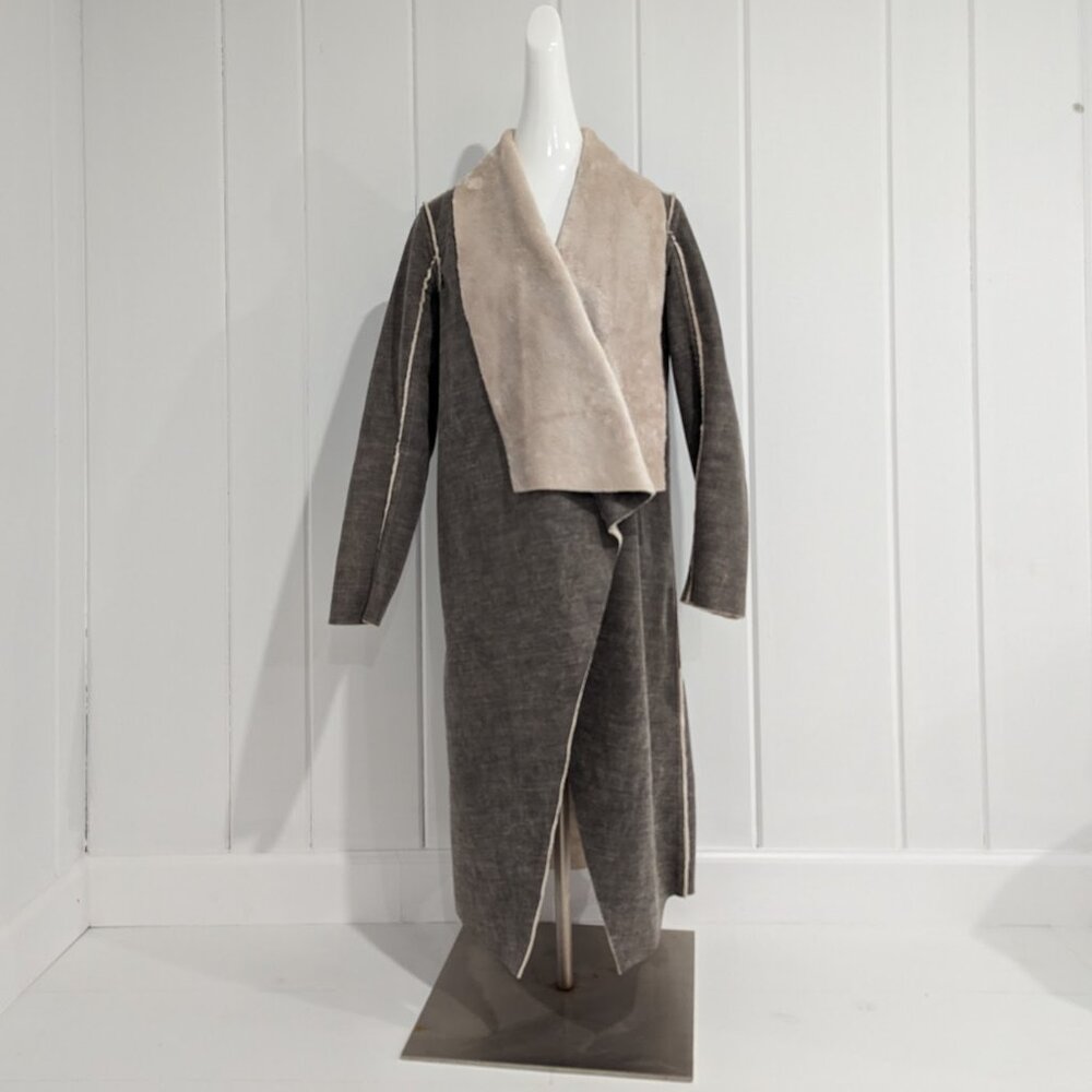 Amadi Womens Coat, Grey and Tan Size S